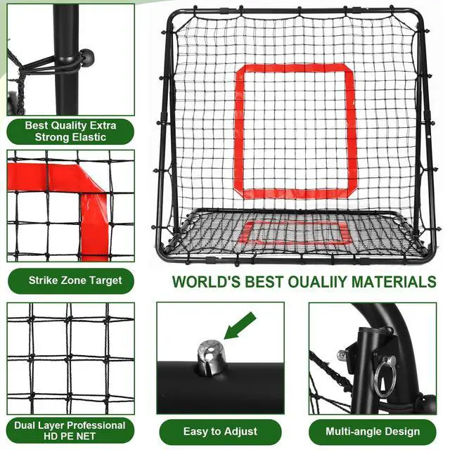 Alt view image 7 of 7 - Baseball and Softball Rebounder Net,Baseball Rebounder,Volleyball Rebounder,Pitch Back Net,Multi-Sport Training Rebound Screen,with Pitching Target,Easy Adjustable Angles