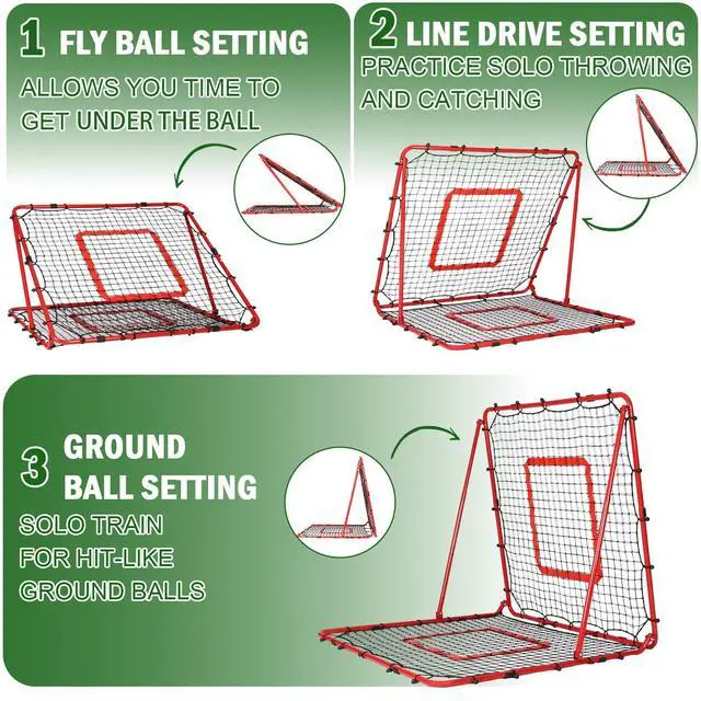 Alt view image 3 of 7 - Baseball and Softball Rebounder Net,Baseball Rebounder,Volleyball Rebounder,Pitch Back Net,Multi-Sport Training Rebound Screen,with Pitching Target,Easy Adjustable Angles