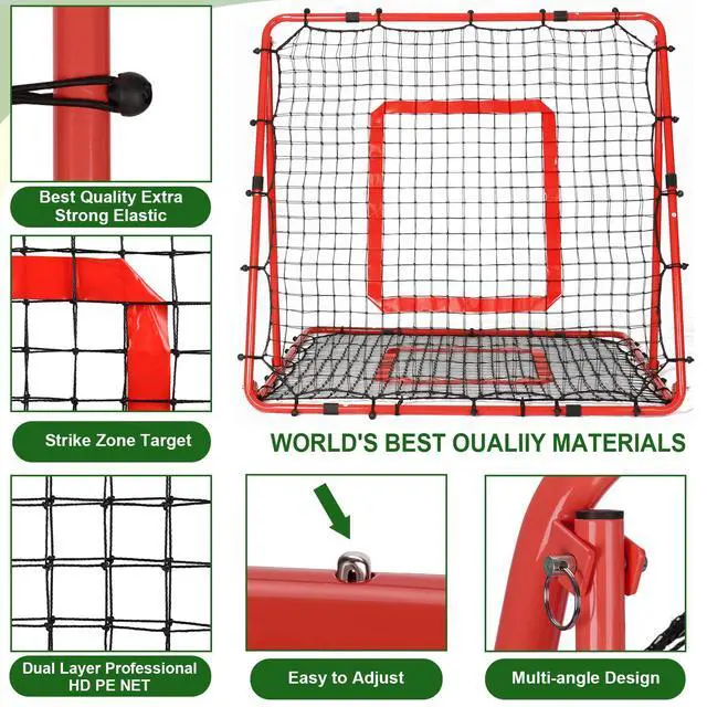 Alt view image 7 of 7 - Baseball and Softball Rebounder Net,Baseball Rebounder,Volleyball Rebounder,Pitch Back Net,Multi-Sport Training Rebound Screen,with Pitching Target,Easy Adjustable Angles