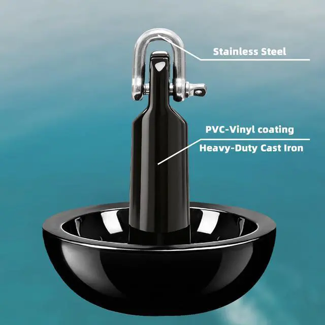 Alt view image 6 of 6 - Mushroom Anchor Kayak Anchor Kit for Small Boat Canoe 5/8/10/12/15lbs | Marine Mushroom Boat Anchor Kit w/ 30ft Rope for Fishing Kayak/Jet Ski,Anti-Drift,Scratch&Rust-Resistant PVC Coated Cast Iron