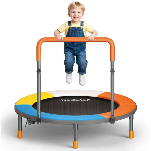 Main image of 36-Inch Toddler Trampoline with Foam Handle, 3FT Foldable Mini Rebounder | ASTM & CPSIA Certified, KidsTrampoline with Adjustable Bar, 100 lbs Capacity, Quiet Elastic Bands, Indoor Outdoor & Ages 3-6
