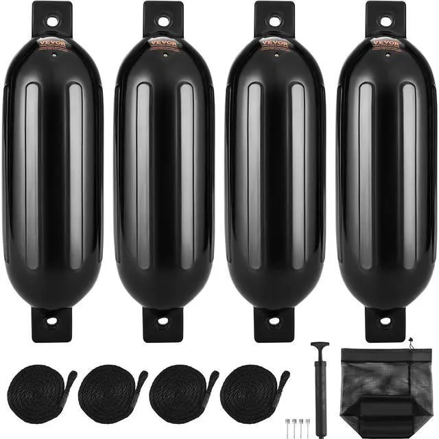 Main image of Boat Fenders, 5.5" x 20" Boat Bumpers for Docking, Inflatable Ribbed Fender with Center Holes, Marine Boat Dock Fender Bumper with Air Pump