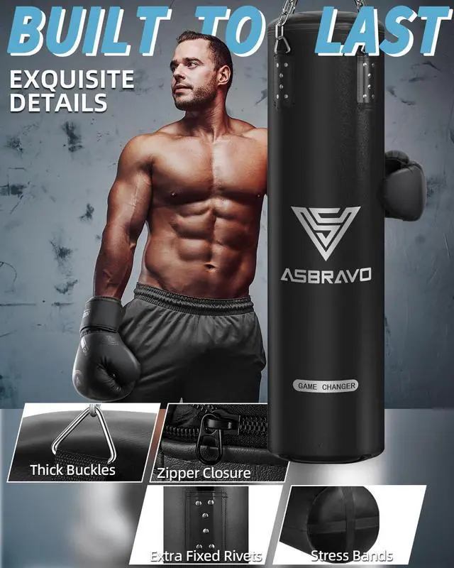 Alt view image 2 of 7 - 4ft PU Punching Bag Set for Adults with Gloves, Adjustable Weight | 12oz Boxing Gloves,180-Inch Hand Wraps, Jump Rope, Hand Gripper, Hanging Accessories, Home Gym Training - Unfilled