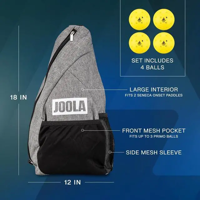 Alt view image 5 of 6 - Seneca Onset Pickleball Paddles Set of 2 - Includes: 2 Pickleball Paddles, 4 Balls & Sling Bag - Lightweight USAPA Approved Sand Blasted Surface Paddle for Increased Spin, NFC Chip Enabled
