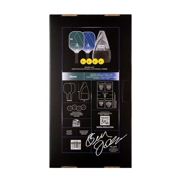 Alt view image 6 of 6 - Seneca Onset Pickleball Paddles Set of 2 - Includes: 2 Pickleball Paddles, 4 Balls & Sling Bag - Lightweight USAPA Approved Sand Blasted Surface Paddle for Increased Spin, NFC Chip Enabled