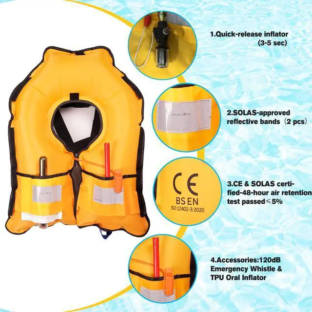Alt view image 5 of 7 - Inflatable-Life-Jacket| Lightweight Life-Vest for Adults| Automatic Inflatable-PFD| Supports up to 300 lbs