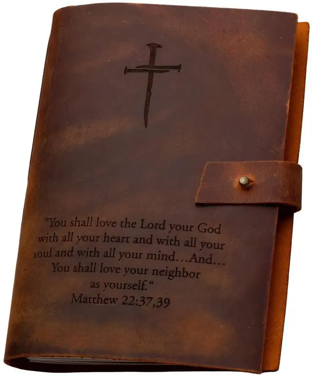 Main image of Personalized Leather Prayer Journal Christian Bible Study & Scripture | Refillable A5 Leather Devotional, Men & Women, Catholic, Church Journal, Father's Day, Baptism, Confirmation, Birthday Gift