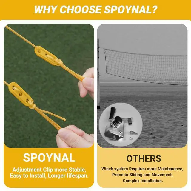 Alt view image 3 of 7 - Portable Volleyball Net for Backyard, 20/32 FT, Adjustable Height | Adjusts to 8, 7.8 and 7.4 FT; includes volleyball, pump, boundary line and carry bag for beach, grass and outdoor play