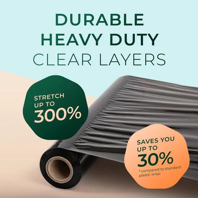 Alt view image 4 of 6 - Packing Stretch Wrap Industrial Grade for Moving | Heavy Duty 4 Pack | 18 x 1500 FT - 80 Gauge Thick | Wrap Roll Ideal for Furniture, Pallets | Black