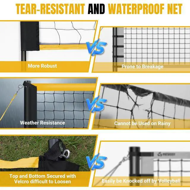 Alt view image 6 of 7 - Portable Volleyball Net for Backyard, 20/32 FT, Adjustable Height | Adjusts to 8, 7.8 and 7.4 FT; includes volleyball, pump, boundary line and carry bag for beach, grass and outdoor play