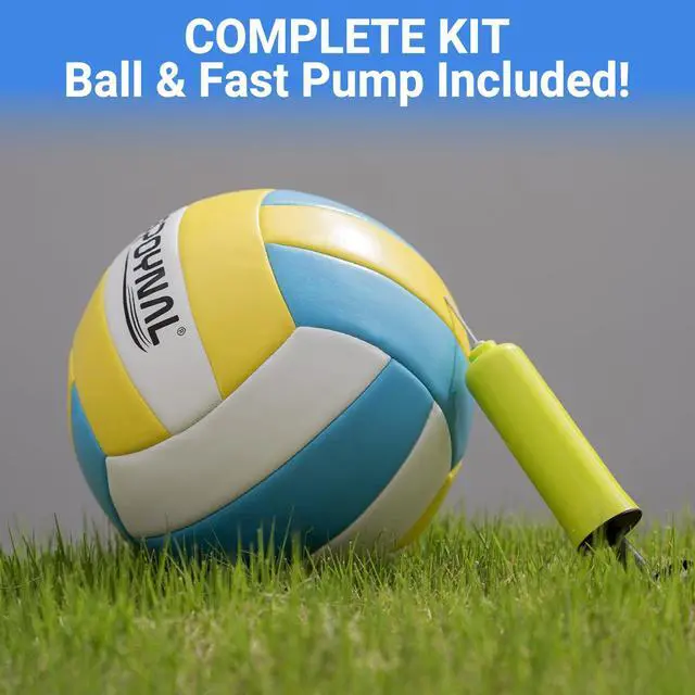 Alt view image 4 of 7 - Portable Volleyball Net for Backyard, 20/32 FT, Adjustable Height | Adjusts to 8, 7.8 and 7.4 FT; includes volleyball, pump, boundary line and carry bag for beach, grass and outdoor play