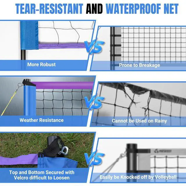 Alt view image 5 of 7 - Portable Volleyball Net for Backyard, 20/32 FT, Adjustable Height | Adjusts to 8, 7.8 and 7.4 FT; includes volleyball, pump, boundary line and carry bag for beach, grass and outdoor play