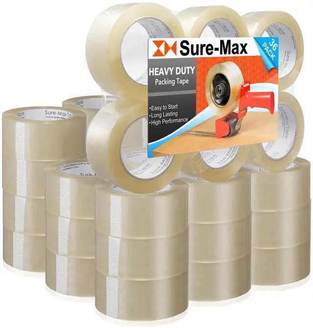 Main image of 36 Rolls (Case) Heavy-Duty Shipping & Packing Tape (2" x 120 yard/360' Each) - Moving & Adhesive Carton Sealing - 2.7mil Clear