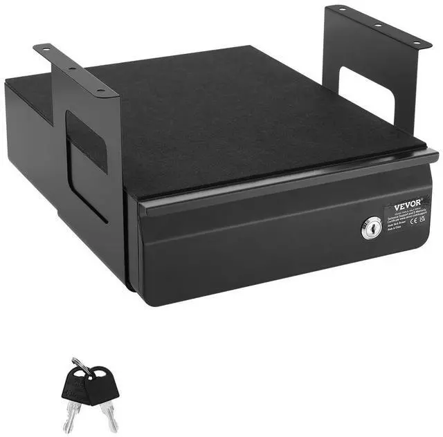 Main image of Under Desk Lockable Slide Out Drawer, 13 inch Under Desk Pull-out Drawer for Sit Stand Workstation, Secure Under Counter Drawers for Home Office Storage Organizer, Black