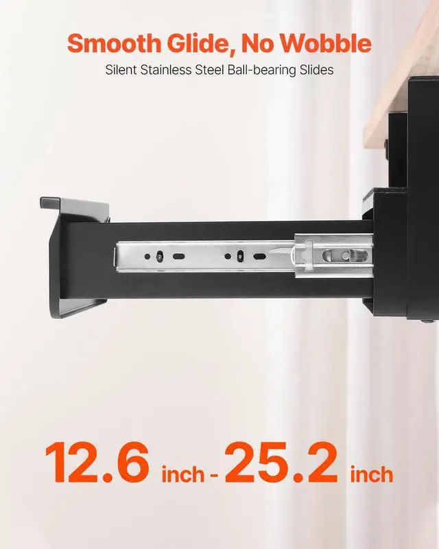 Alt view image 5 of 7 - Under Desk Lockable Slide Out Drawer, 13 inch Under Desk Pull-out Drawer for Sit Stand Workstation, Secure Under Counter Drawers for Home Office Storage Organizer, Black