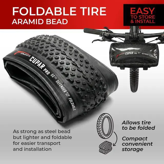 Alt view image 6 of 7 - 26x2.10 Mountain Bike Tires, Foldable 54-559 with 1mm Anti Puncture 26 inch | Kevlar Folding 26 inch Bicycle Tyres, Accessories for MTB, XC, Hybrid and Folding Bikes, Front and Rear Replacement