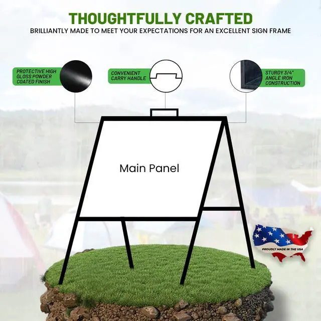 Alt view image 2 of 7 - A Frame Sign Holder (Pack of 1) C 213, Sidewalk Portable, Folding Sign Holder, Open House Sign Stand for 18 x 24 Sign Panels, Black