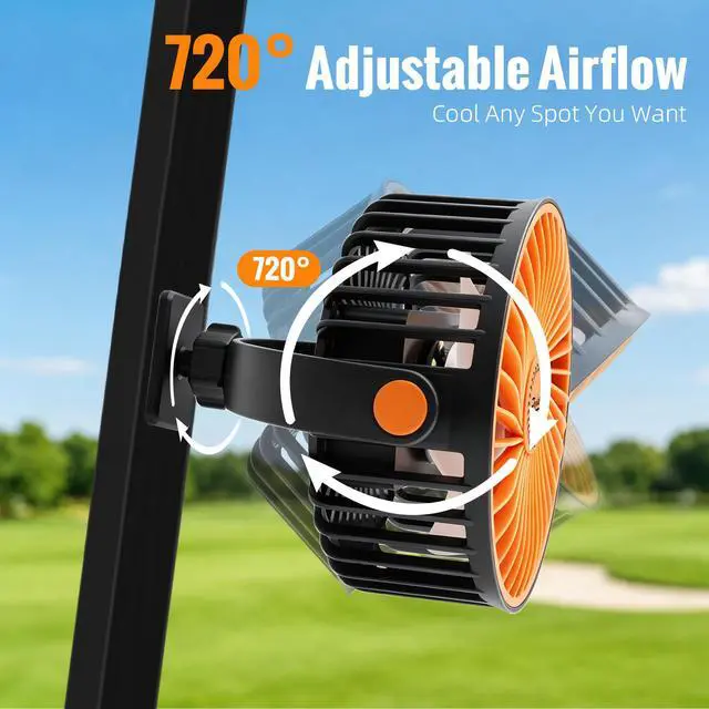 Alt view image 7 of 7 - Magnetic Golf Cart Fan with LED Light, 24+ Hours Long Runtime, Strong Airflow Rechargeable Fan with Ultra-strong Magnet, Portable Fan for Golf Cart, Gym and More, 2 PCS