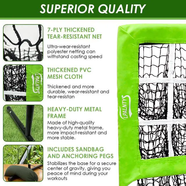 Alt view image 2 of 7 - 9 Hole Pitching Net with Strike Zone,Improve Baseball Softball Accuracy Training, Adjust Height to 45 Inches, Portable Set up, Indoor Outdoor Practice for Beginner and Professional