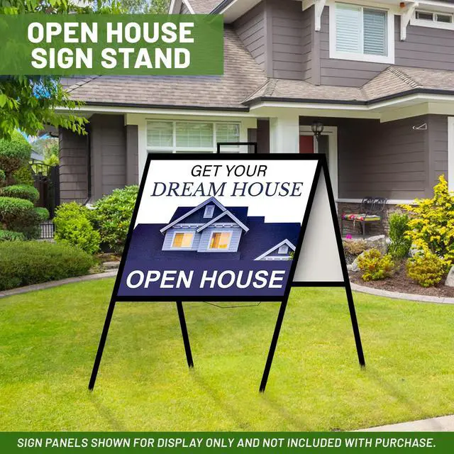 Alt view image 5 of 7 - A Frame Sign Holder (Pack of 1) C 213, Sidewalk Portable, Folding Sign Holder, Open House Sign Stand for 18 x 24 Sign Panels, Black