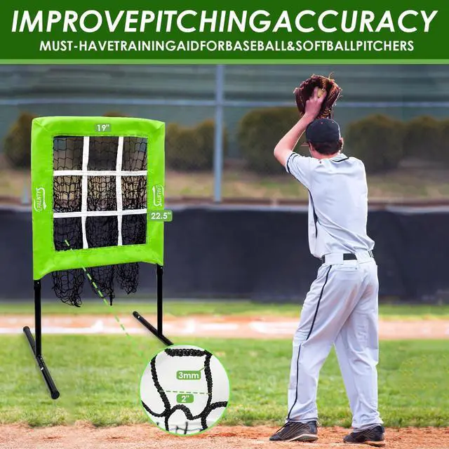 Alt view image 5 of 7 - 9 Hole Pitching Net with Strike Zone,Improve Baseball Softball Accuracy Training, Adjust Height to 45 Inches, Portable Set up, Indoor Outdoor Practice for Beginner and Professional
