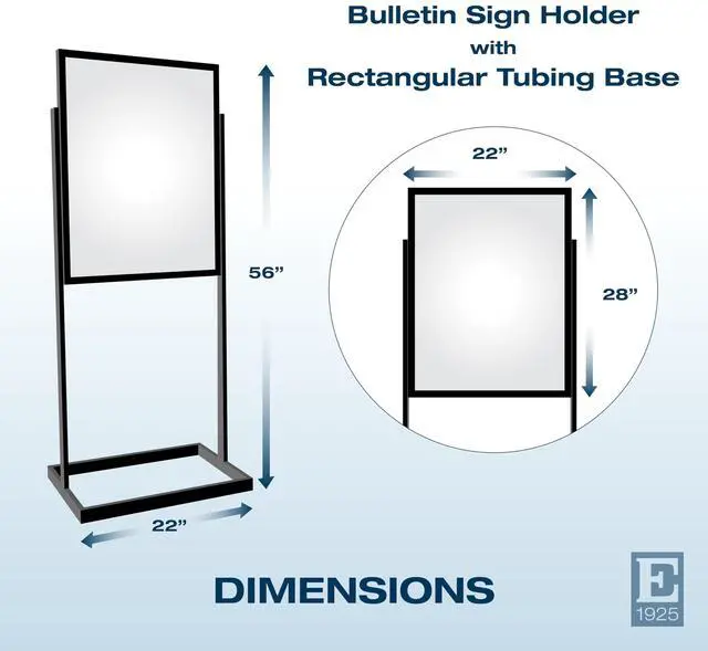 Alt view image 2 of 6 - Industrial Metal Sign Holder, 22x28, 56in H | Poster frame on heavy-duty floor-standing base, professional-grade matte black finish for durable & stylish retail signage