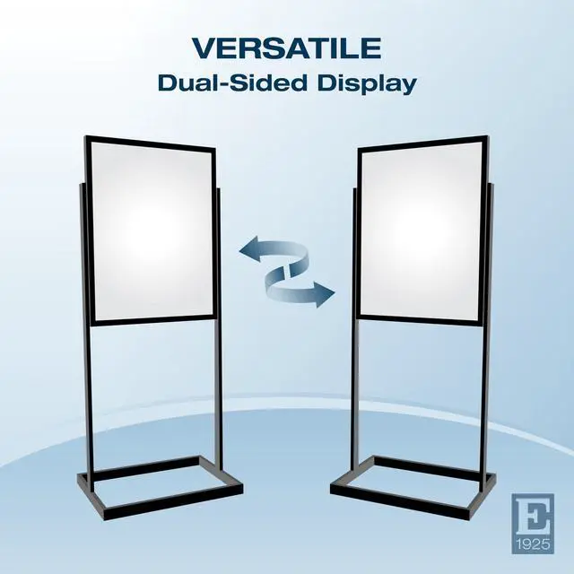 Alt view image 6 of 6 - Industrial Metal Sign Holder, 22x28, 56in H | Poster frame on heavy-duty floor-standing base, professional-grade matte black finish for durable & stylish retail signage