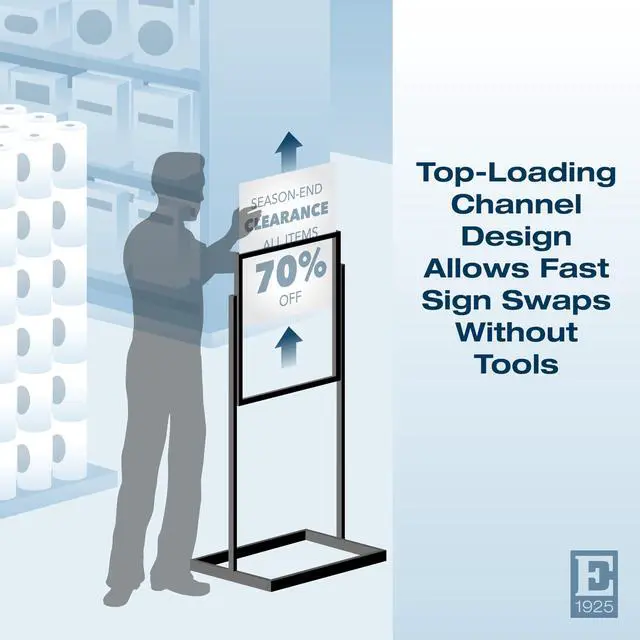 Alt view image 5 of 6 - Industrial Metal Sign Holder, 22x28, 56in H | Poster frame on heavy-duty floor-standing base, professional-grade matte black finish for durable & stylish retail signage