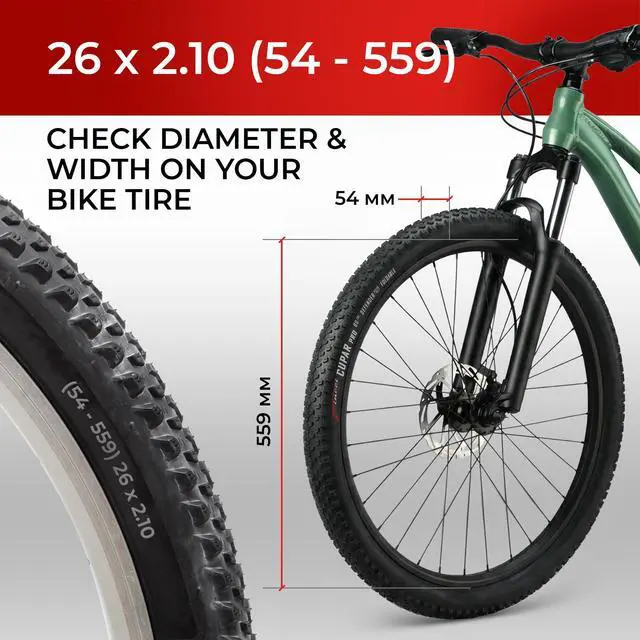 Alt view image 2 of 7 - 26x2.10 Mountain Bike Tires, Foldable 54-559 with 1mm Anti Puncture 26 inch | Kevlar Folding 26 inch Bicycle Tyres, Accessories for MTB, XC, Hybrid and Folding Bikes, Front and Rear Replacement