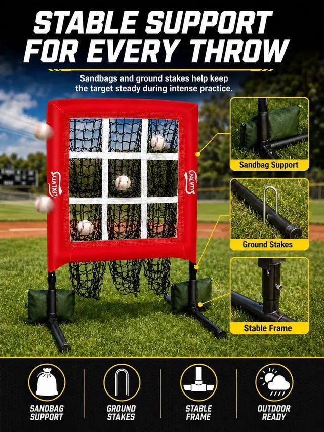 Alt view image 6 of 7 - 9 Hole Pitching Net with Strike Zone,Improve Baseball Softball Accuracy Training, Adjust Height to 45 Inches, Portable Set up, Indoor Outdoor Practice for Beginner and Professional
