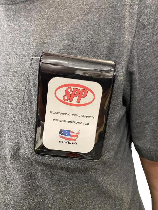Alt view image 5 of 7 - 50 Pack Magnetic Card Holder. A top Slit on Each Side for Duel Cards. Fits Easily Over Your Belt or Shirt Pocket. Lightweight. Fits 2 1/2" x 3 3/4" ID Cards. Made in Brooksville Florida USA