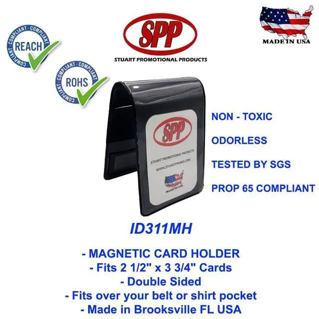 Alt view image 7 of 7 - 50 Pack Magnetic Card Holder. A top Slit on Each Side for Duel Cards. Fits Easily Over Your Belt or Shirt Pocket. Lightweight. Fits 2 1/2" x 3 3/4" ID Cards. Made in Brooksville Florida USA