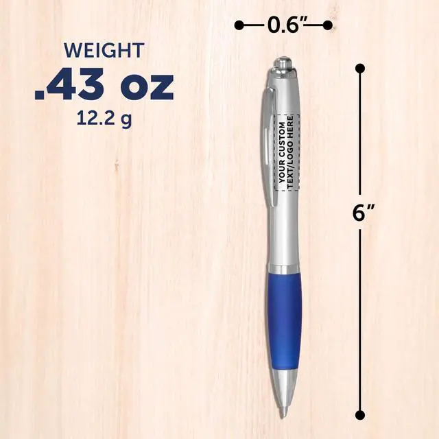 Alt view image 5 of 7 - Personalized Ballpoint Pens with Rubber Grip and Click Button, Pack of 100 by - Ergonomic Design, Ideal for Bulk Office Supplies & Trade Shows Blue