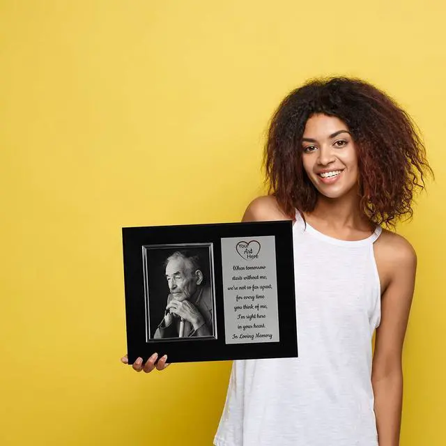 Alt view image 3 of 5 - Personalized Photo Plaque Add Your Custom Text and Artwork Comes w/a Silver or Gold Frame - Great for Manager on Duty Employee of the Month or Corporate Awards and Plaques (12 x 15" with 6x8" Frame)