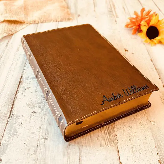 Alt view image 4 of 7 - Personalized NKJV Bible with Name Engraved, Custom Engraved New King James Version, Wide-Margin Holy Bible, Christian Gifts Religious Gifts