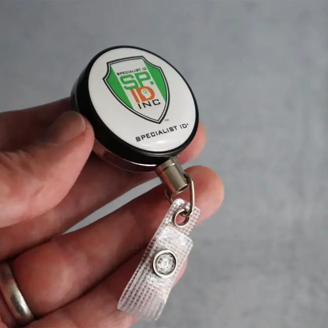 Alt view image 7 of 7 - Bulk 25 Pack - Heavy Duty Custom Badge Reel Photo or Logo - Large Metal Customized Badge Reel - Upload Your Graphics for a Personalized Retractable Badge Holder with I'd Clip by