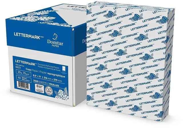 Alt view image 2 of 2 - Lettermark Custom Cut-Sheet Copy Paper, 92 Bright, Micro-Perforated 5.5" from Top, 20lb Bond Weight, 8.5 x 11, White, 500/Ream, 5 RM/CT