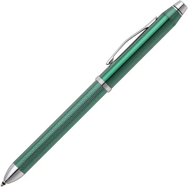 Main image of Tech3+ Refillable Multi-Function Ballpoint Pen with Stylus, Medium Ballpen (Black and Red Ink) and Pencil, in one sleek writing instrument.Includes Luxury Gift Box - Translucent Green Barrel