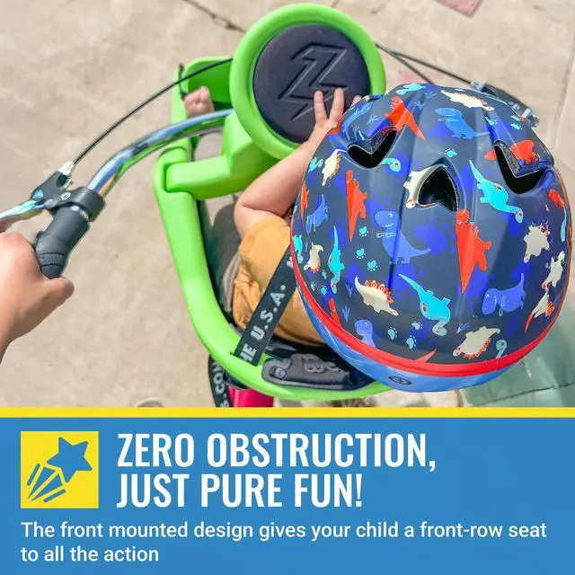 Alt view image 4 of 7 - Front Mounted Child Seat with Patented Mounting for Easy and Secure Installation - Childs Bike Seat with 3-Point Safety Harness and Adjustable Foot Cups - Durable Plastic Shell