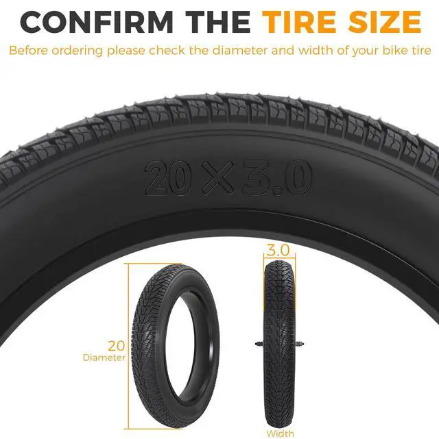 Alt view image 3 of 7 - 20x4.0/ 20x3.0/ 26x4.0 Fat Bike Tires, 20x4/ 20x3/ 26x4 Fat Tire Tube and Bicycle Repair Tool Kit, Foldable Heavy Duty Off-Road Bike, Ebike Fat Tires Replacement Set