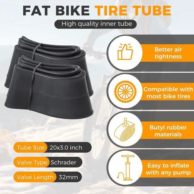 Alt view image 2 of 7 - 20x4.0/ 20x3.0/ 26x4.0 Fat Bike Tires, 20x4/ 20x3/ 26x4 Fat Tire Tube and Bicycle Repair Tool Kit, Foldable Heavy Duty Off-Road Bike, Ebike Fat Tires Replacement Set
