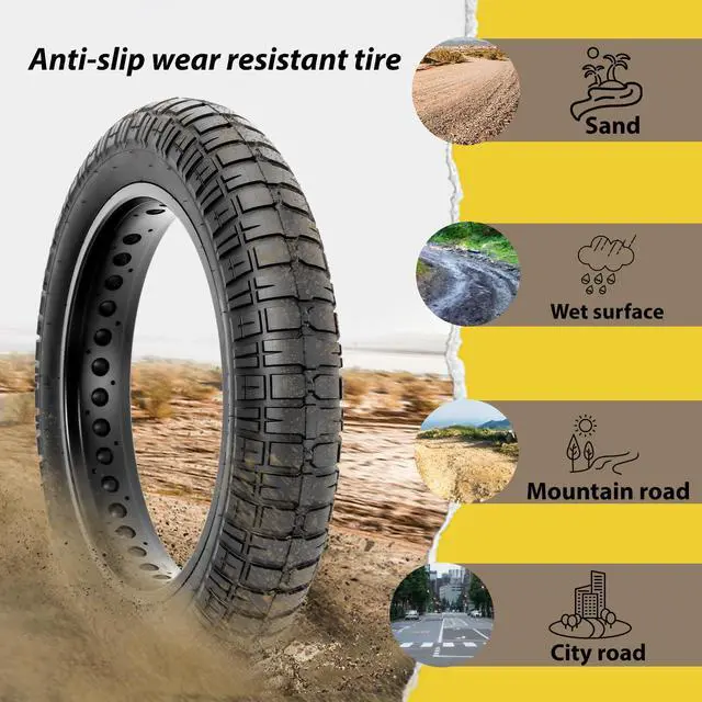 Alt view image 5 of 7 - E-Bike Fat Tire: 20x4.0/20x4.5/20x5.0/26x4.0 Inch Folding Heavy Duty Fat Tire for Electric Bicycle,MTB and Trike for Urban Commuting Or Off-Road Riding