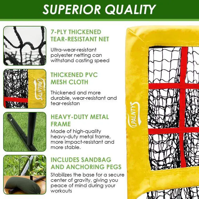 Alt view image 2 of 7 - 9 Hole Pitching Net with Strike Zone,Improve Baseball Softball Accuracy Training, Adjust Height to 45 Inches, Portable Set up, Indoor Outdoor Practice for Beginner and Professional