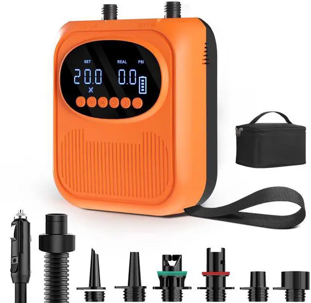 Main image of 20PSI Electric Paddle Board Pump, Smart Rechargeable SUP Pump with DC 12V Car Connector, Inflation and Deflation Air Pump with Auto-Off for SUP, Kayaks, Tents, Air Mattress, Pool Floats, Inflatables