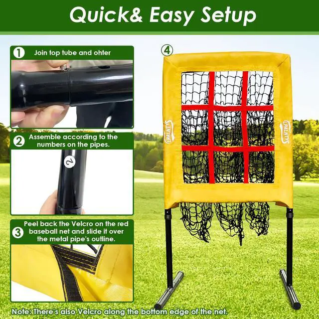 Alt view image 7 of 7 - 9 Hole Pitching Net with Strike Zone,Improve Baseball Softball Accuracy Training, Adjust Height to 45 Inches, Portable Set up, Indoor Outdoor Practice for Beginner and Professional