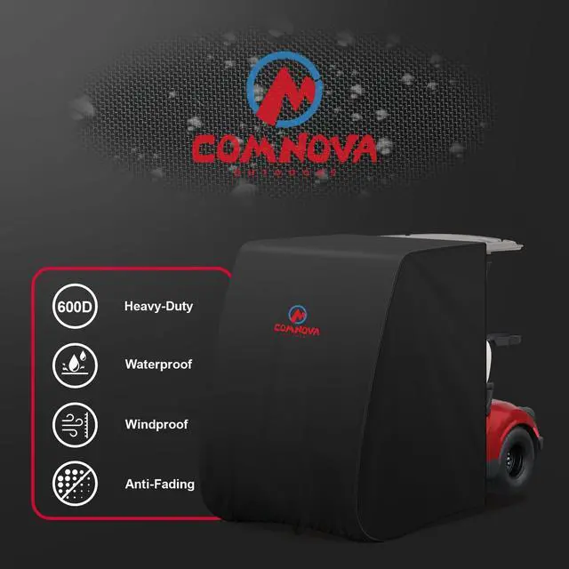 Alt view image 5 of 7 - Comnova Golf Cart Cover 2 Passenger - 600D Waterproof Golf Carts Enclosure with Zipper, Windproof & UV Resistant, Outdoor Golf Cart Cover Universal Fit EZGO, Club Car, Yamaha up to 95"L x 48"W x 66"H