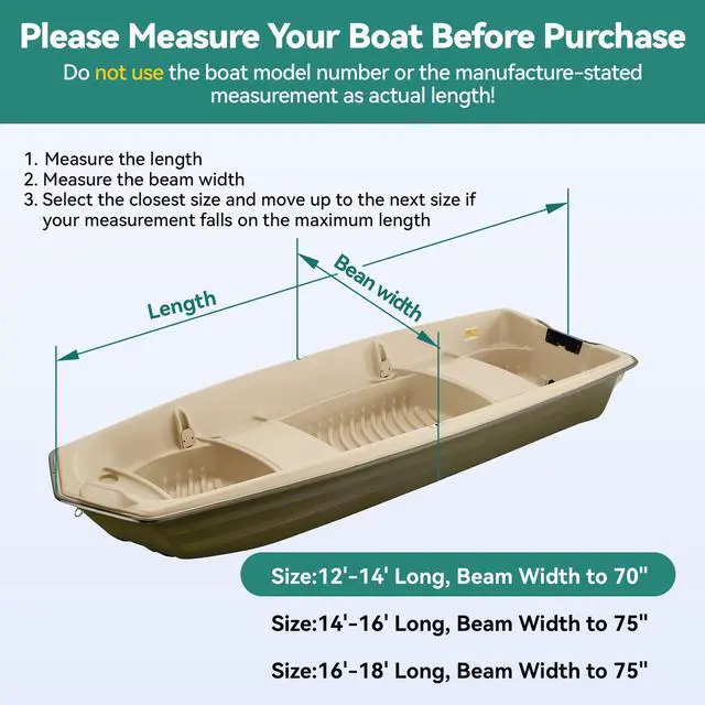 Alt view image 7 of 7 - 1200D 5-Layer Jon Boat Cover 12-14ft with Motor Cover | Super Waterproof (2-Layer PU, 1" Seam Tape) | UV Resistant, 9+4 Windproof Straps | Mooring/Trailerable