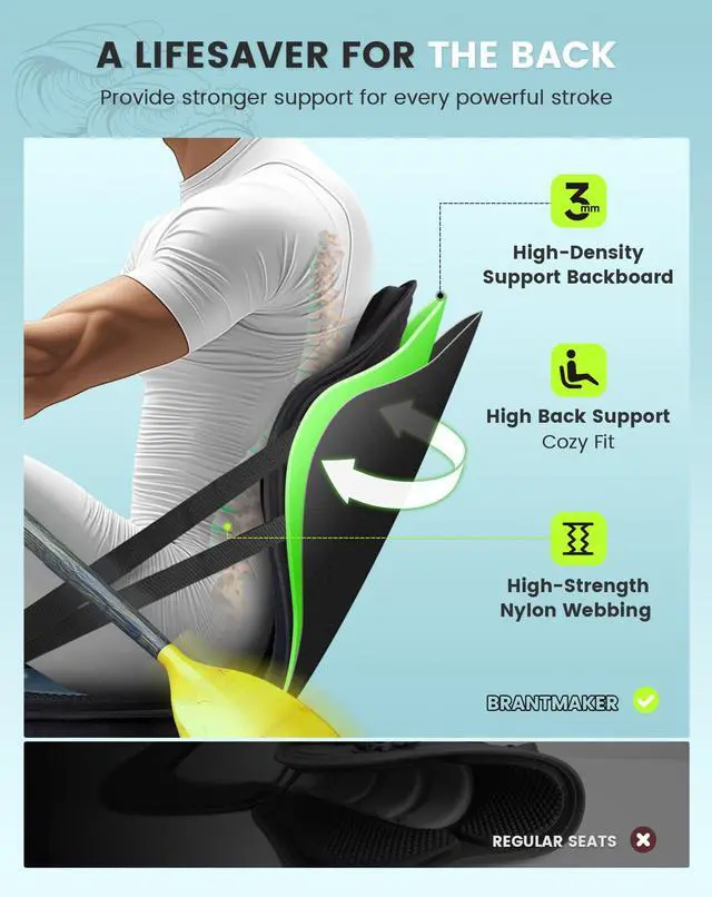Alt view image 3 of 6 - Thickened Kayak Seat, Universal Paddle Seat with 3 Color | Extra-Thick Cushion, High-Back Support, Universal Fit, Secure Fit, Large Splash-Resistant Storage Bag, 120 kg Load Capacity