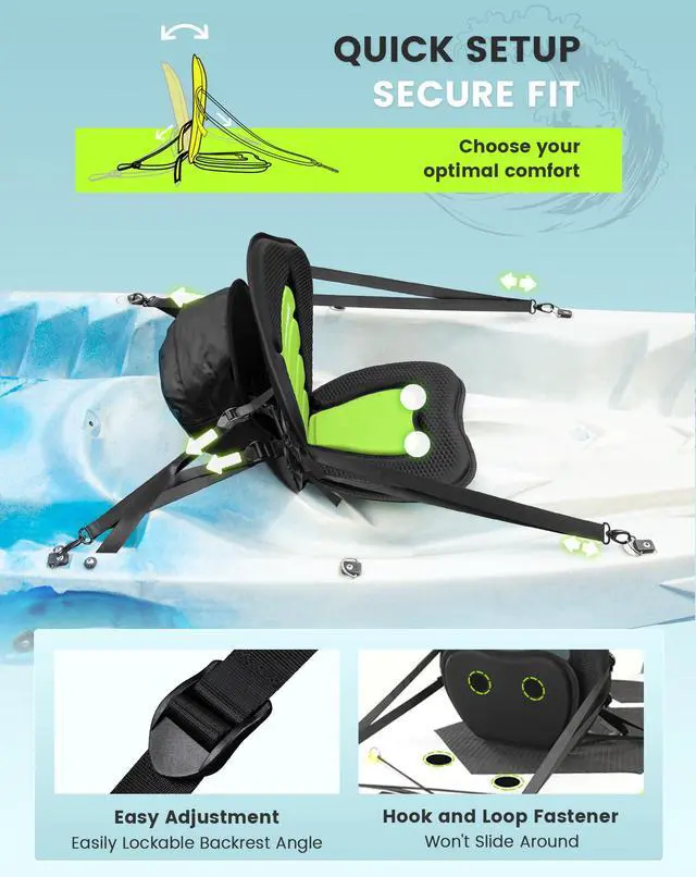 Alt view image 4 of 6 - Thickened Kayak Seat, Universal Paddle Seat with 3 Color | Extra-Thick Cushion, High-Back Support, Universal Fit, Secure Fit, Large Splash-Resistant Storage Bag, 120 kg Load Capacity