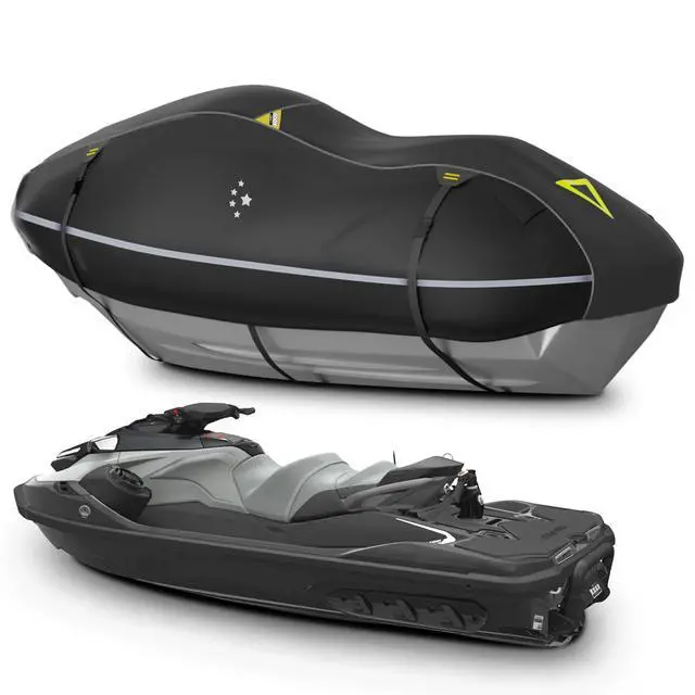 Main image of LIBZAKI Jet Ski Cover PWC Cover 2-3 Seats Heavy Duty Waterproof 600D UV Resistant Fits for Yamaha Sea-Doo Kawasaki up to 112~135" Black